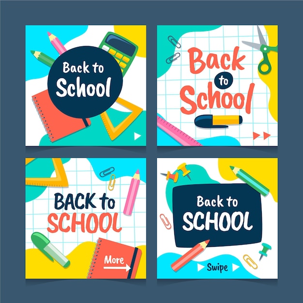 Hand drawn back to school instagram posts