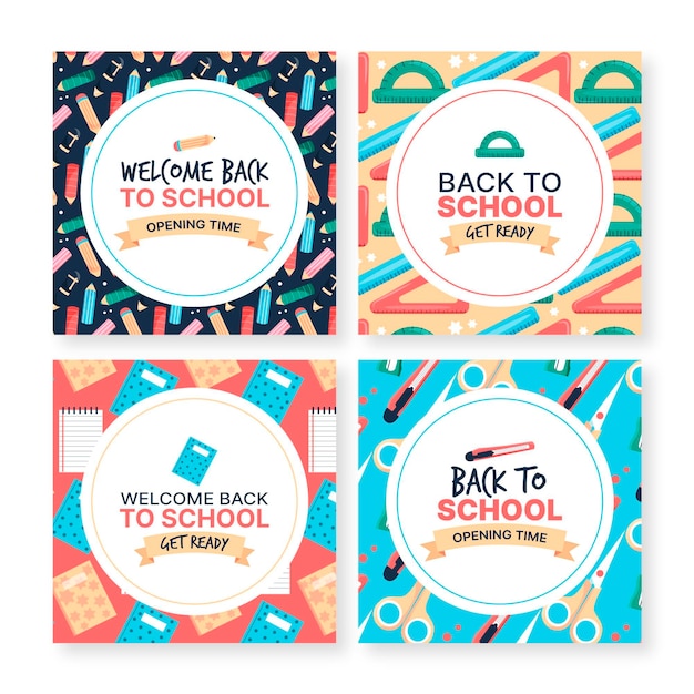 Free vector hand drawn back to school instagram posts