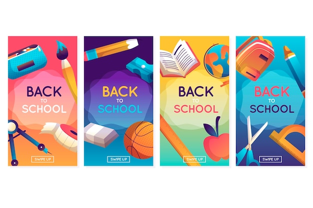 Free vector hand drawn back to school instagram stories collection