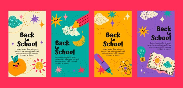 Hand drawn back to school instagram stories collection