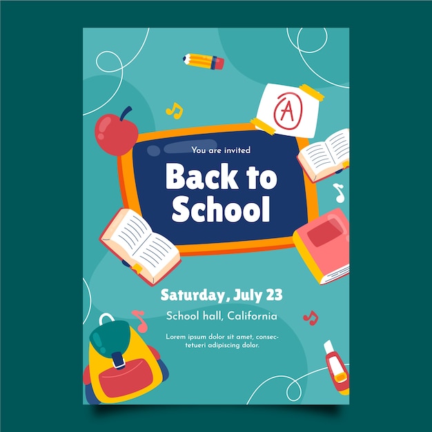 hand drawn back to school invitation template