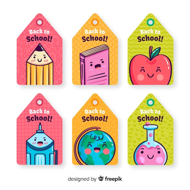 Hand drawn back to school label collection