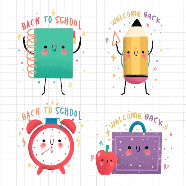 Free vector hand drawn back to school label set