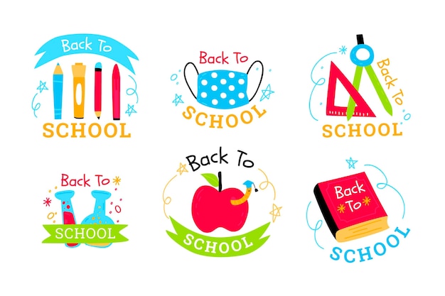 Free vector hand drawn back to school labels collection