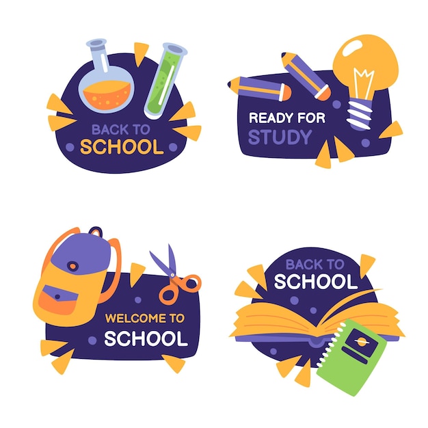 Free vector hand drawn back to school labels collection