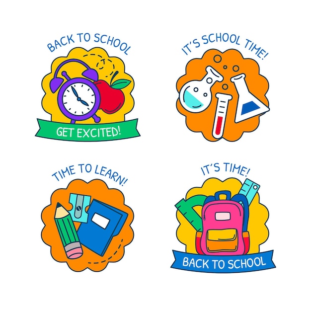 Free vector hand drawn back to school labels collection