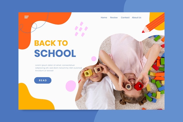 Free vector hand drawn back to school landing page template with photo