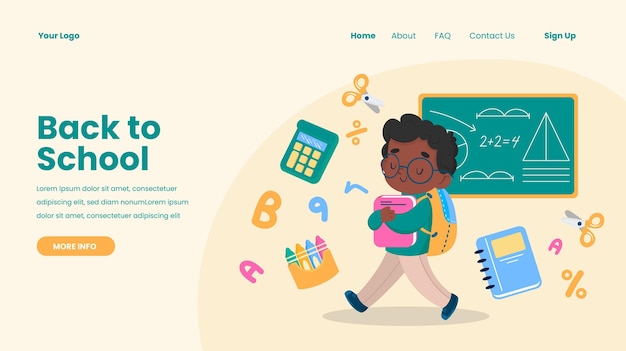 Free vector hand drawn back to school landing page template