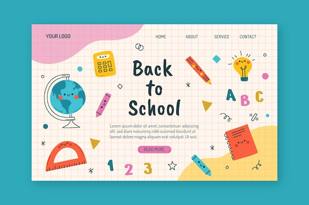 Hand drawn back to school landing page template
