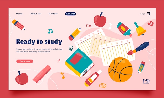 Hand drawn back to school landing page template