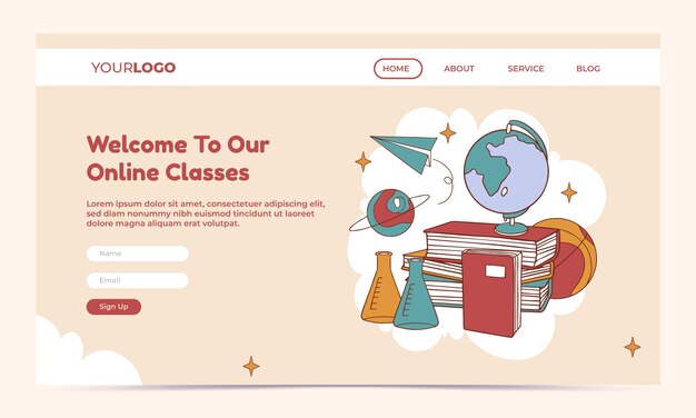 Hand drawn back to school landing page template