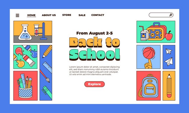 Hand drawn back to school landing page template