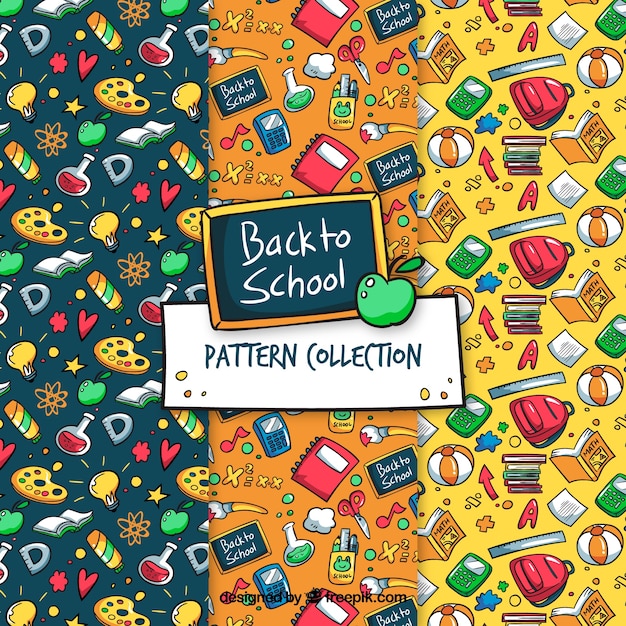 Free vector hand drawn back to school pattern collection