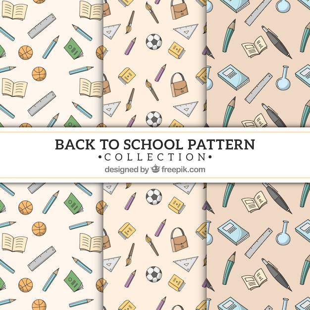 Hand drawn back to school pattern collection