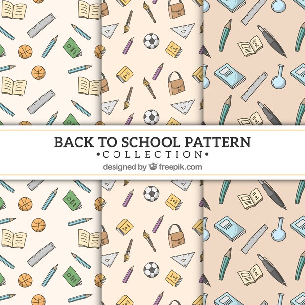 hand drawn back to school pattern collection