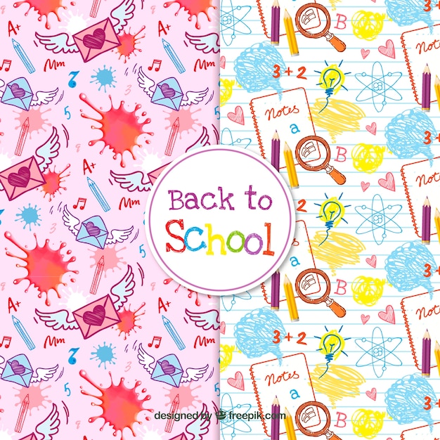 Free vector hand drawn back to school pattern collection