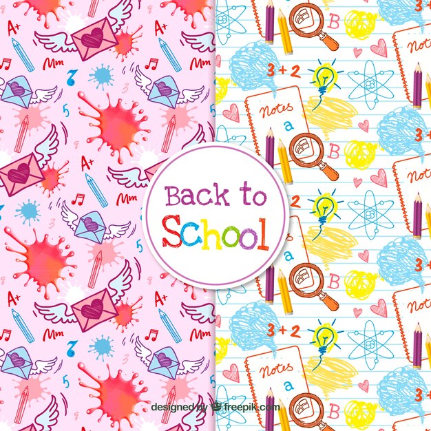 Hand drawn back to school pattern collection