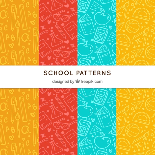 Hand drawn back to school pattern collection