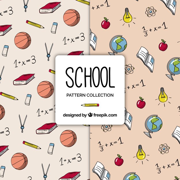 Hand drawn back to school pattern collection