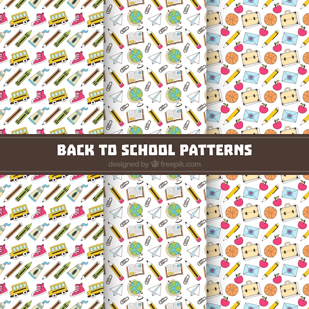 Hand drawn back to school pattern collection