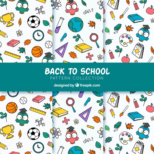 Hand drawn back to school pattern collection