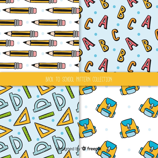 Free vector hand drawn back to school pattern collection