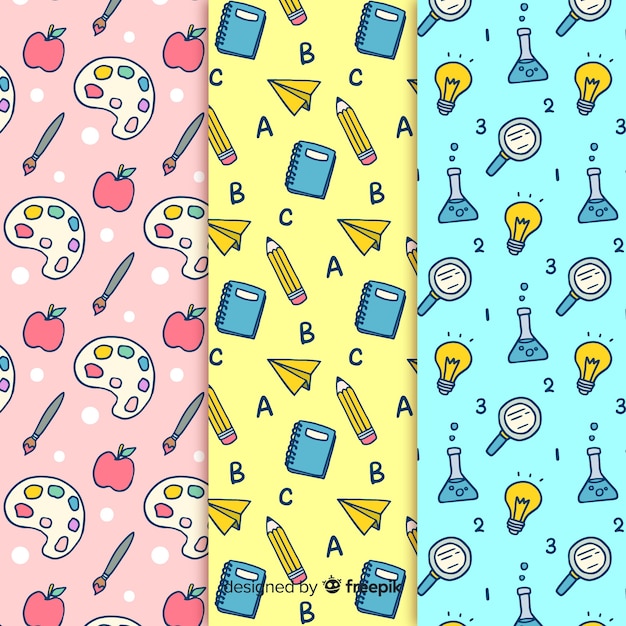 Free vector hand drawn back to school pattern collection