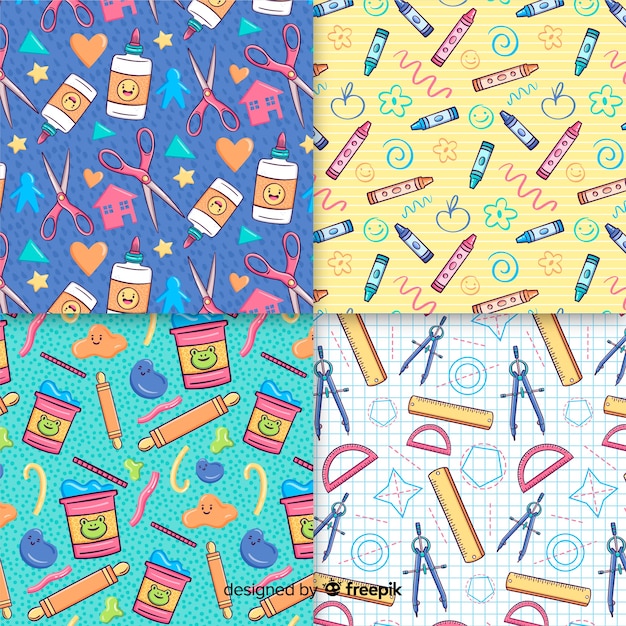 Hand drawn back to school pattern collection