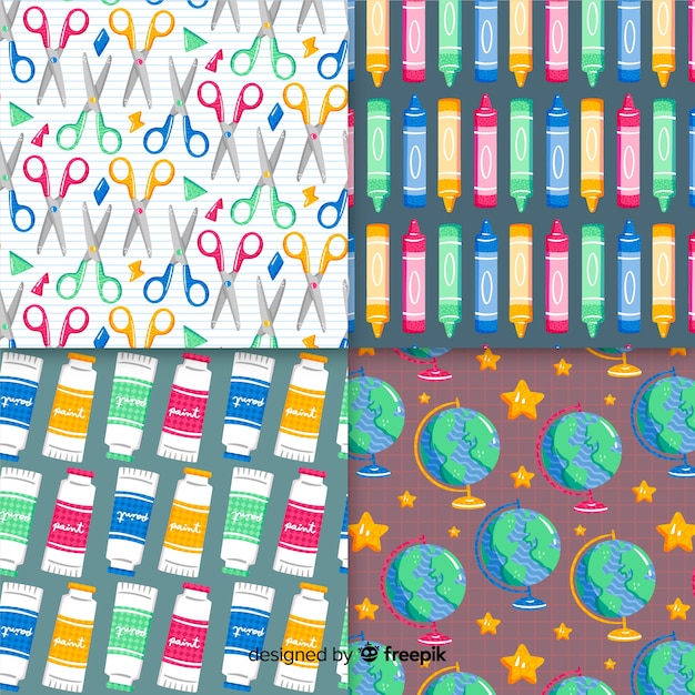 Free vector hand drawn back to school pattern collection