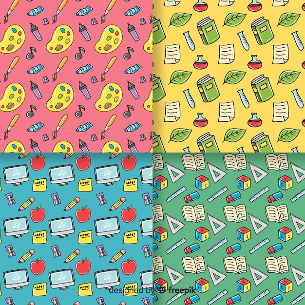 Free vector hand drawn back to school pattern collection