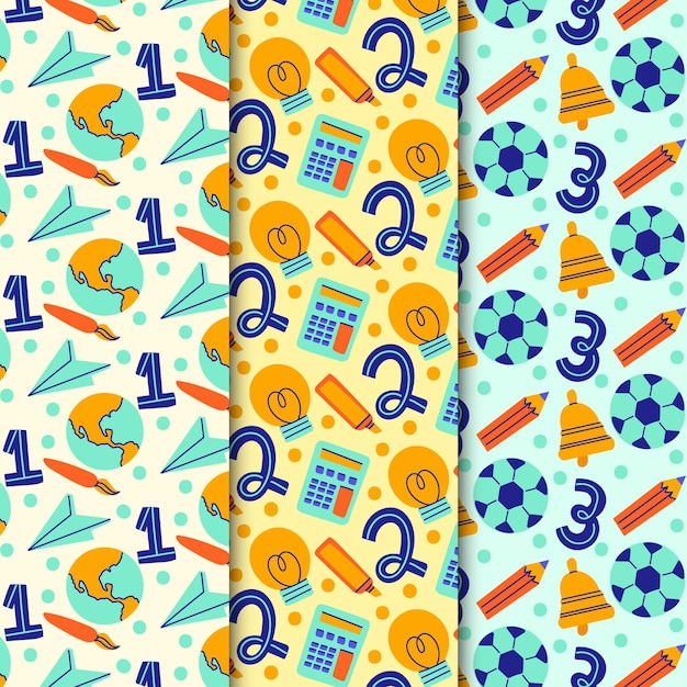 Free vector hand drawn back to school pattern collection