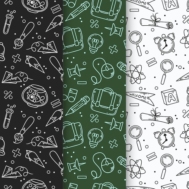 Free vector hand drawn back to school pattern collection