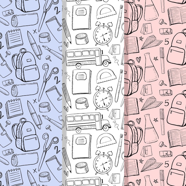 Free vector hand drawn back to school pattern collection