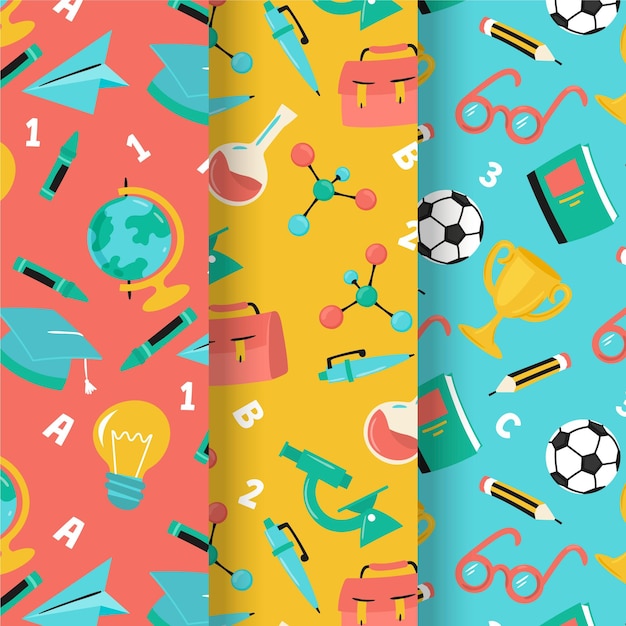 Hand drawn back to school pattern collection