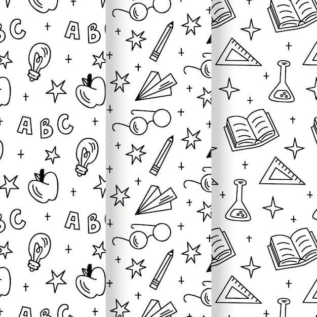 Free vector hand drawn back to school pattern collection