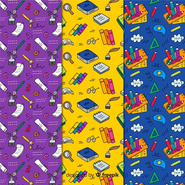 Free vector hand drawn back to school pattern collection