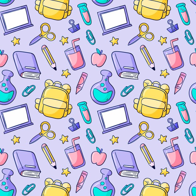 Hand drawn back to school pattern design