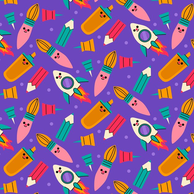 Hand drawn back to school pattern design