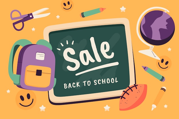 Hand drawn back to school sale background