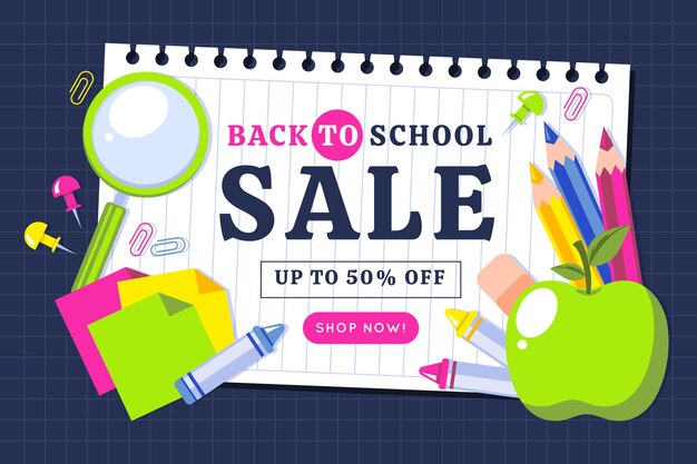 Hand drawn back to school sale background