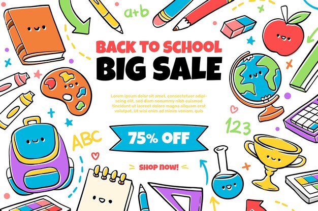 Hand drawn back to school sale banners with photo