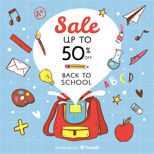 Free vector hand drawn back to school sales background