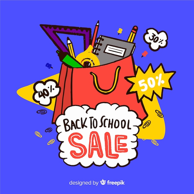 Hand drawn back to school sales background