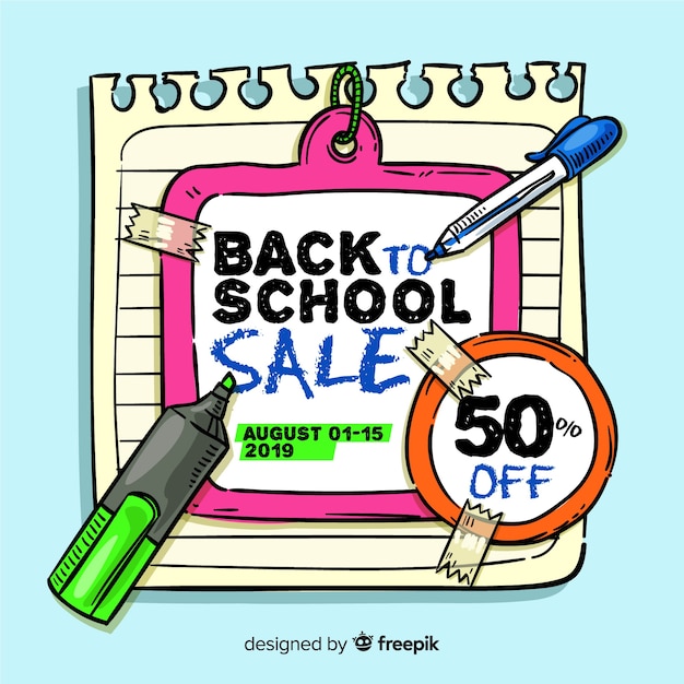 Hand drawn back to school sales background