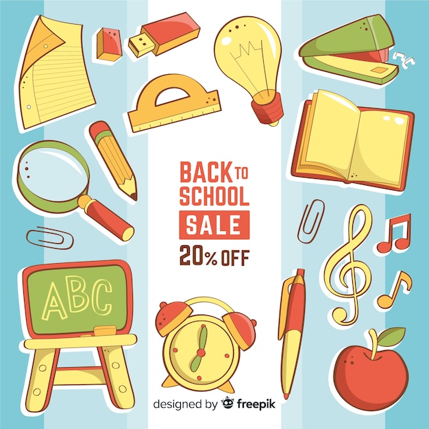 Free vector hand drawn back to school sales background