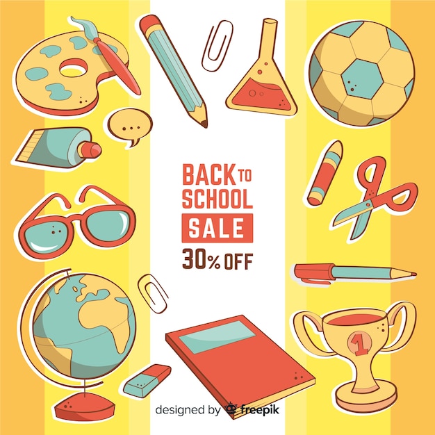 Hand drawn back to school sales background