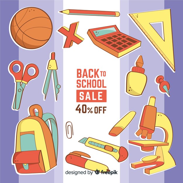Hand drawn back to school sales background