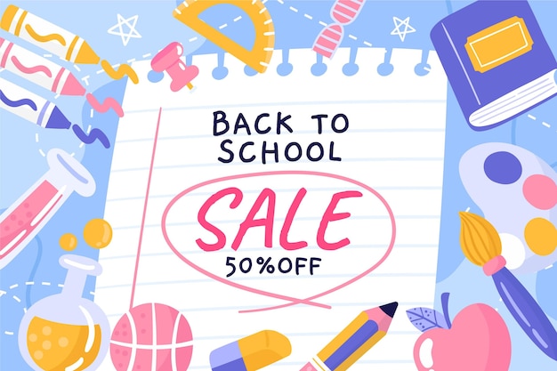 Hand drawn back to school sales background