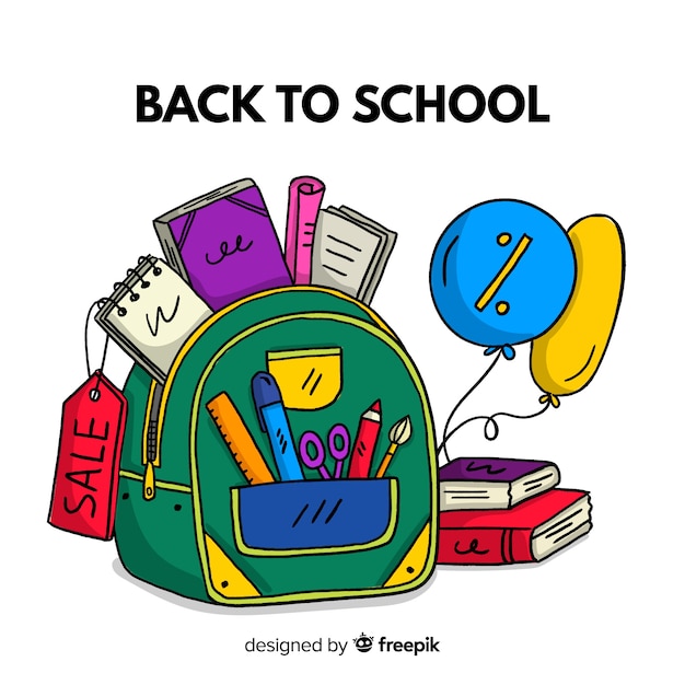 Free vector hand drawn back to school sales background