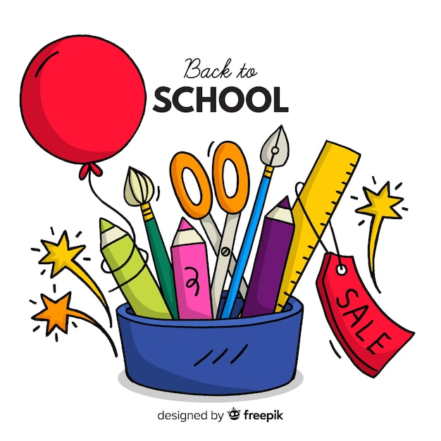 Free vector hand drawn back to school sales background